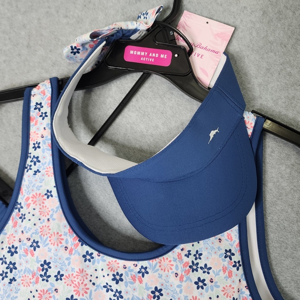 Tommy Bahama Active Dress Set Womens S Blue Floral Tennis Golf Visor Shorts 4pc - Picture 14 of 16